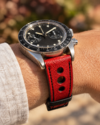 Red 3 Rally Watch Strap – Handstitched Epsom Leather with Racing Holes