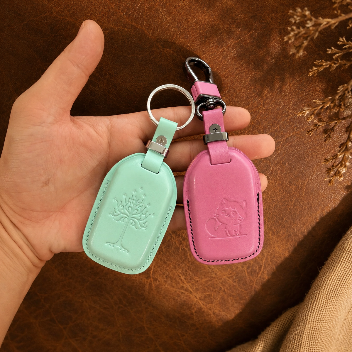 Custom Leather Key Fob Cover Compatible with Honda SUV - CR-V, Pilot, HR-V
