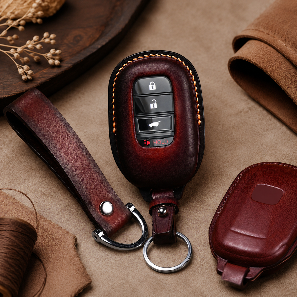 Custom Leather Key Fob Cover Compatible with Honda SUV - CR-V, Pilot, HR-V