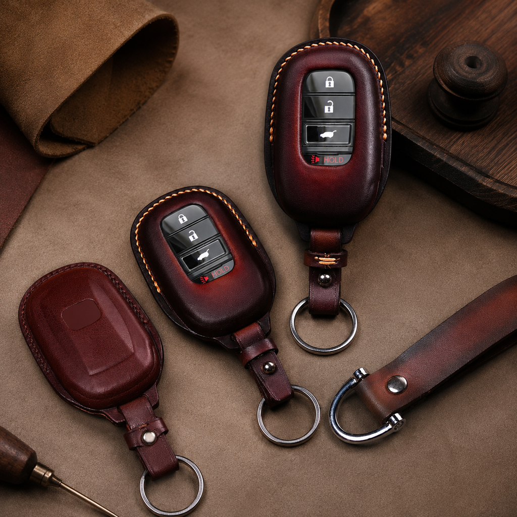 Custom Leather Key Fob Cover Compatible with Honda SUV - CR-V, Pilot, HR-V
