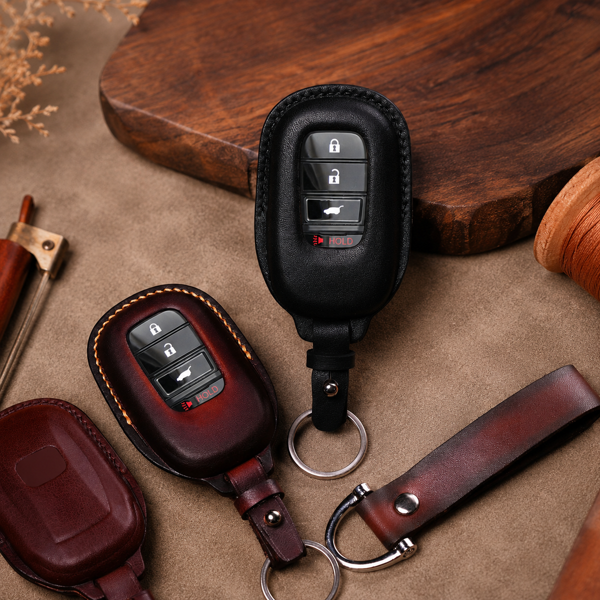 Custom Leather Key Fob Cover Compatible with Honda SUV - CR-V, Pilot, HR-V