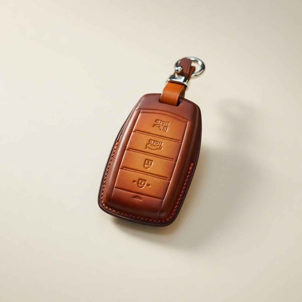 Custom Leather Key Fob Cover Compatible with Hyundai SUVs