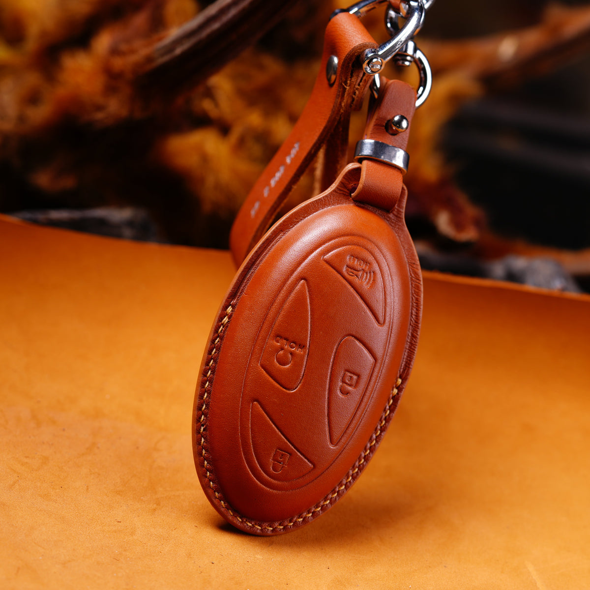Custom Leather Key Fob Cover Compatible with Hyundai Sonata, IONIQ 5, IONIQ 6, NEXO, Palisade, Santa Fe