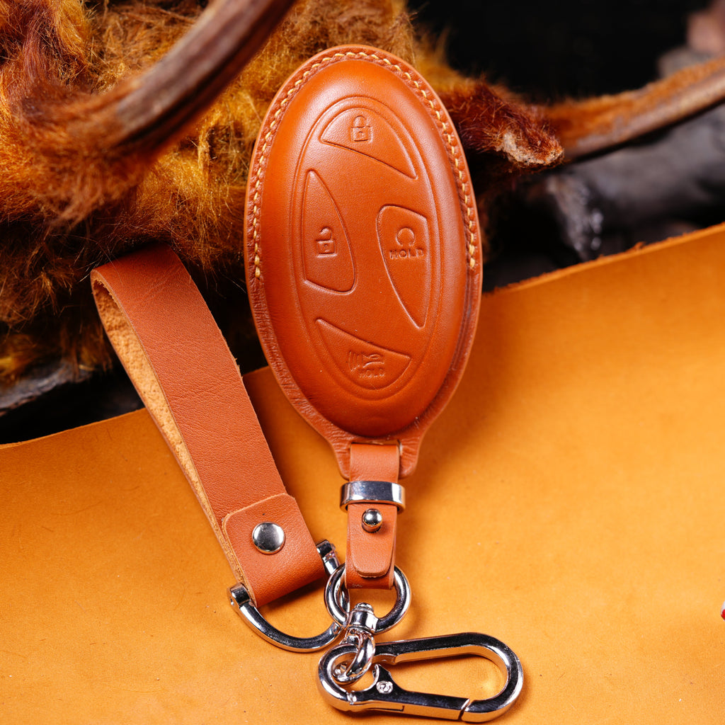 Custom Leather Key Fob Cover Compatible with Hyundai Sonata, IONIQ 5, IONIQ 6, NEXO, Palisade, Santa Fe