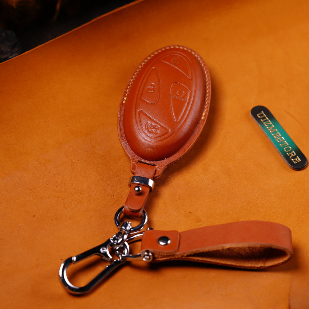 Custom Leather Key Fob Cover Compatible with Hyundai Sonata, IONIQ 5, IONIQ 6, NEXO, Palisade, Santa Fe