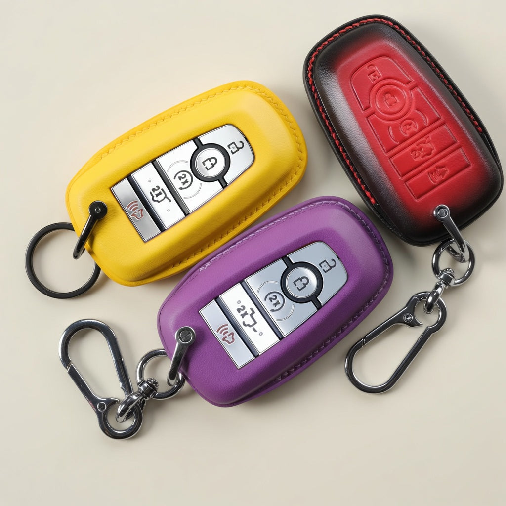 Custom Leather Key Fob Cover Compatible with Lincoln