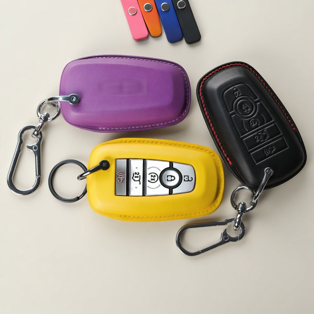 Custom Leather Key Fob Cover Compatible with Lincoln