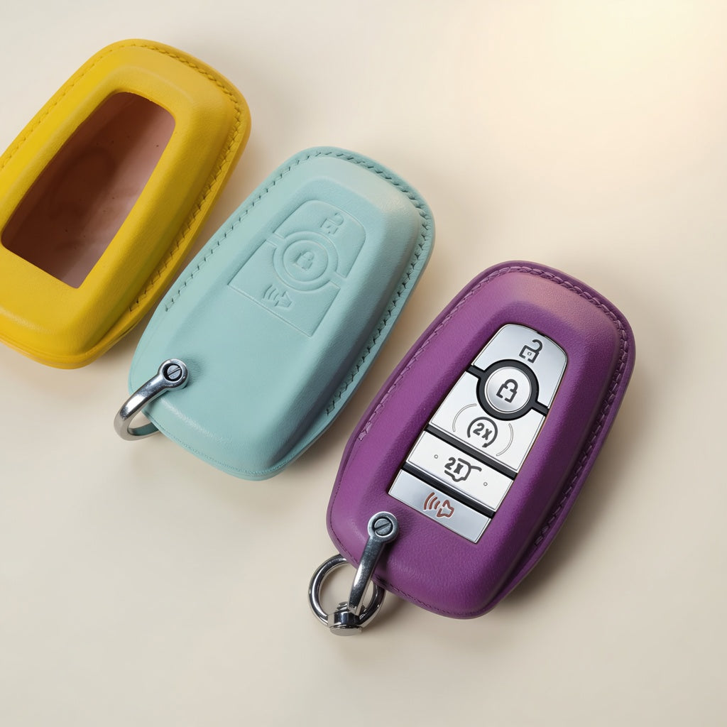 Custom Leather Key Fob Cover Compatible with Lincoln