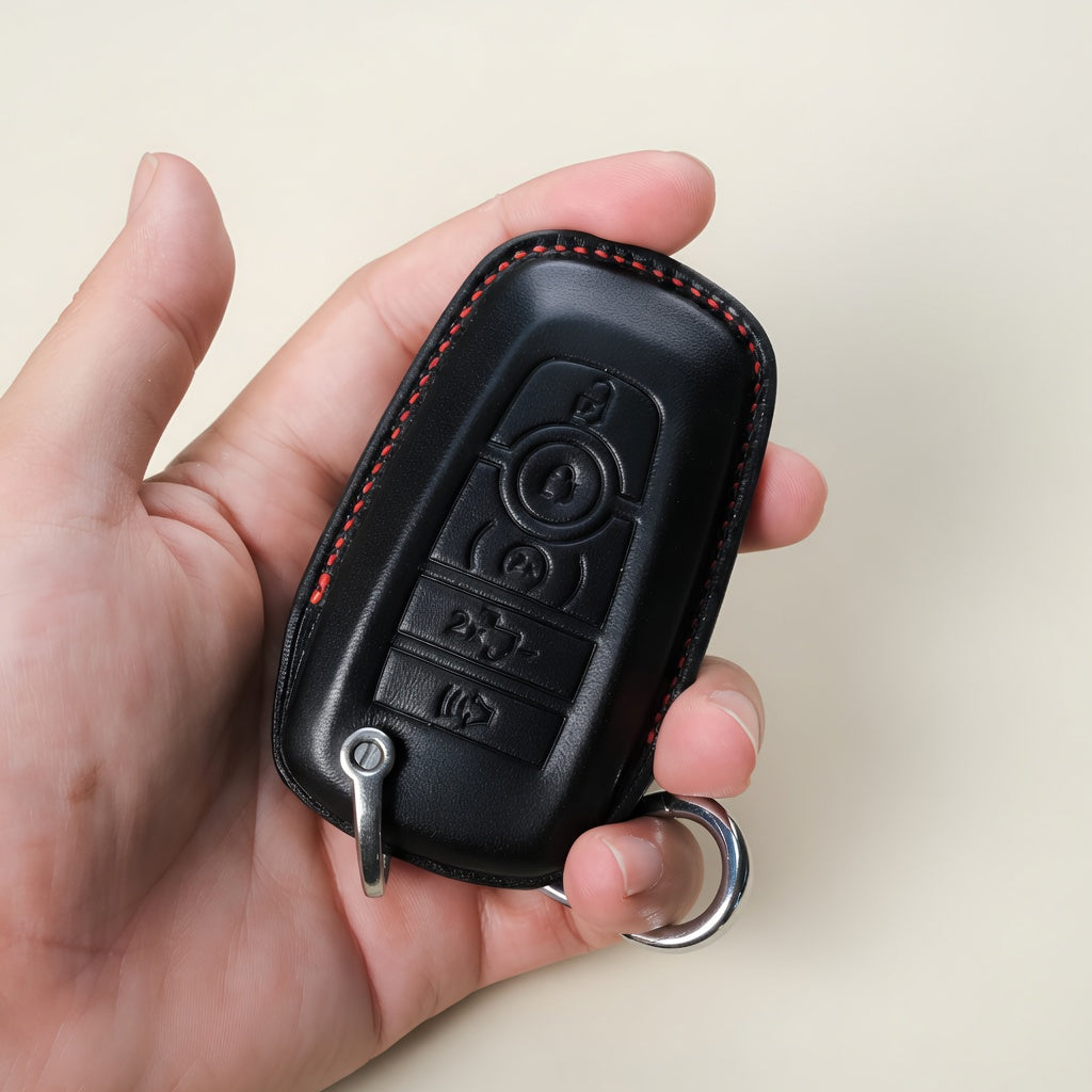 Handcrafted Leather Key Fob Cover Compatible with Ford Mustang