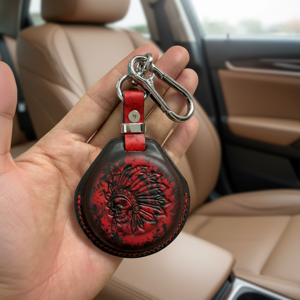 Custom Leather Key Fob Cover Compatible with Indian Chief