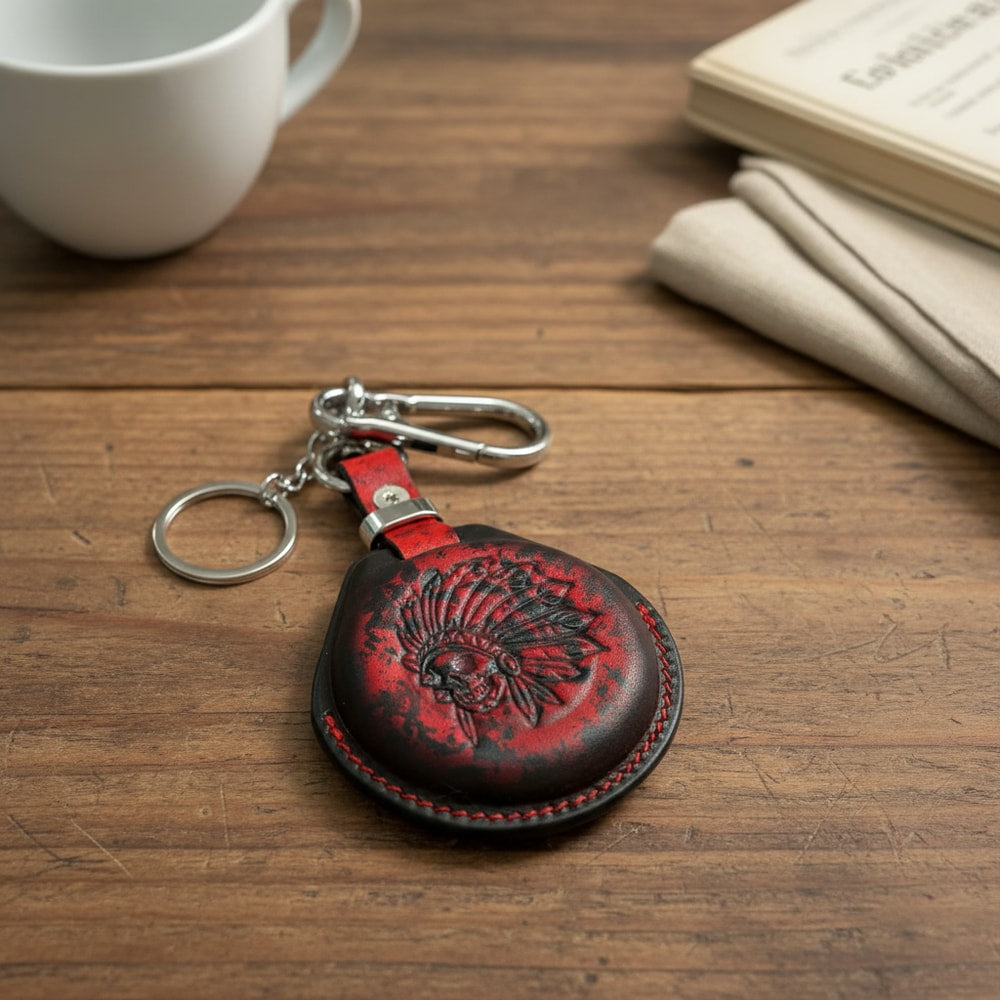 Custom Leather Key Fob Cover Compatible with Indian Chief