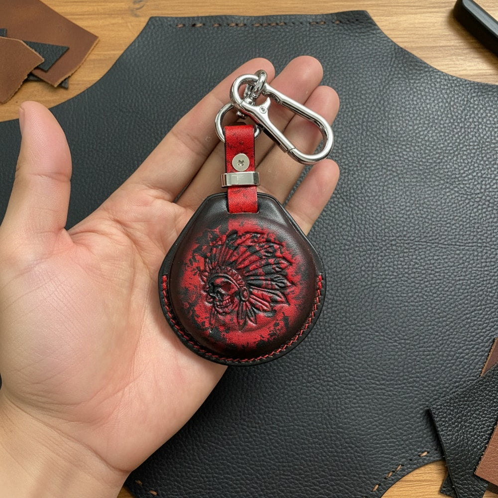Custom Leather Key Fob Cover Compatible with Indian Chief