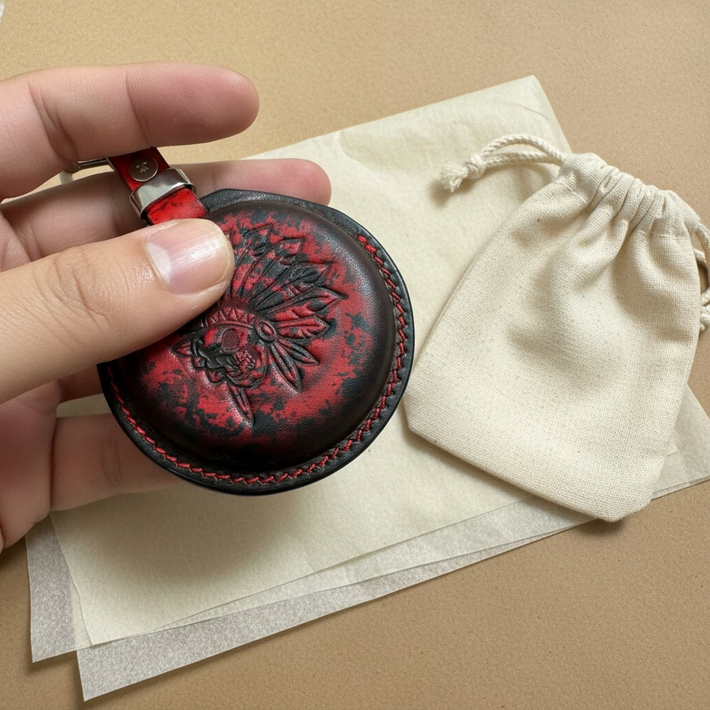 Custom Leather Key Fob Cover Compatible with Indian Chief
