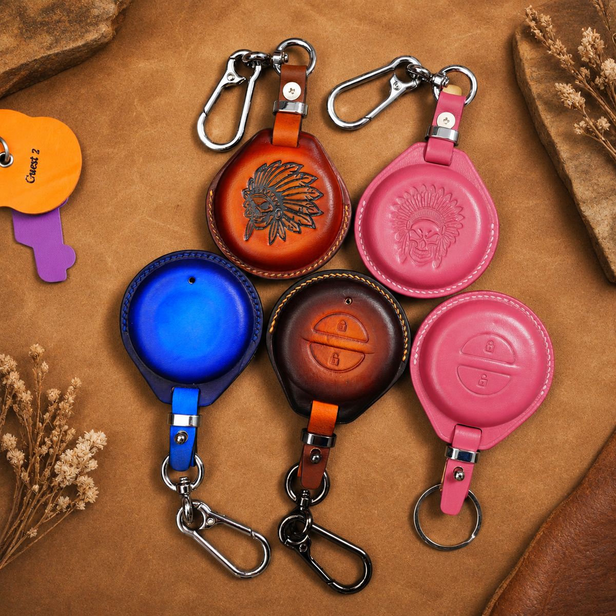 Custom Leather Key Fob Cover Compatible with Indian Chieftain