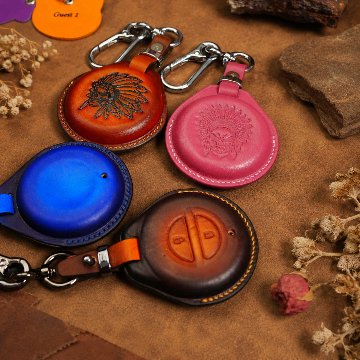 Custom Leather Key Fob Cover Compatible with Indian Chieftain