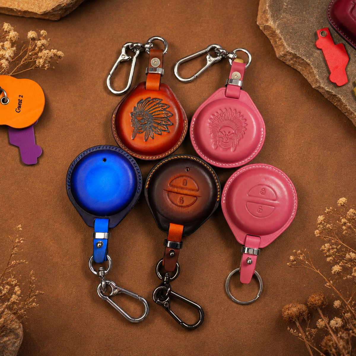 Custom Leather Key Fob Cover Compatible with Indian Chieftain
