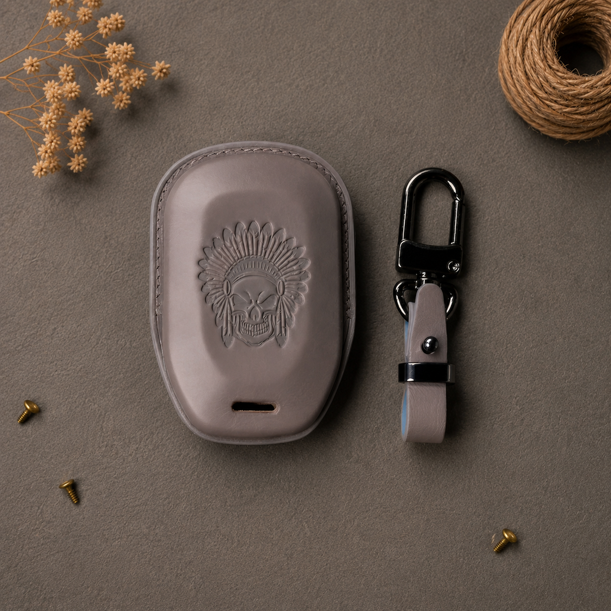 Custom Leather Key Fob Cover Compatible with Indian Scout