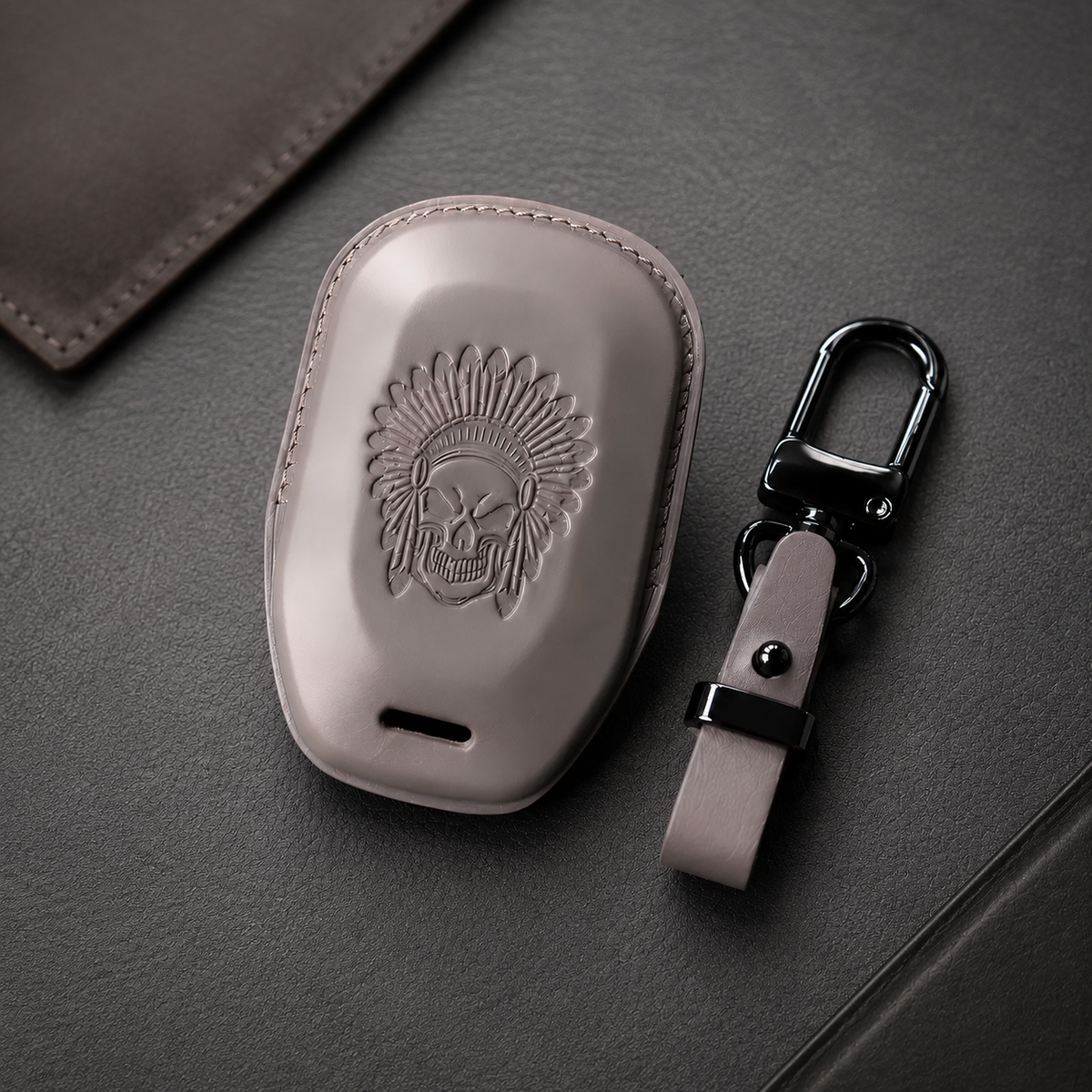 Custom Leather Key Fob Cover Compatible with Indian Scout