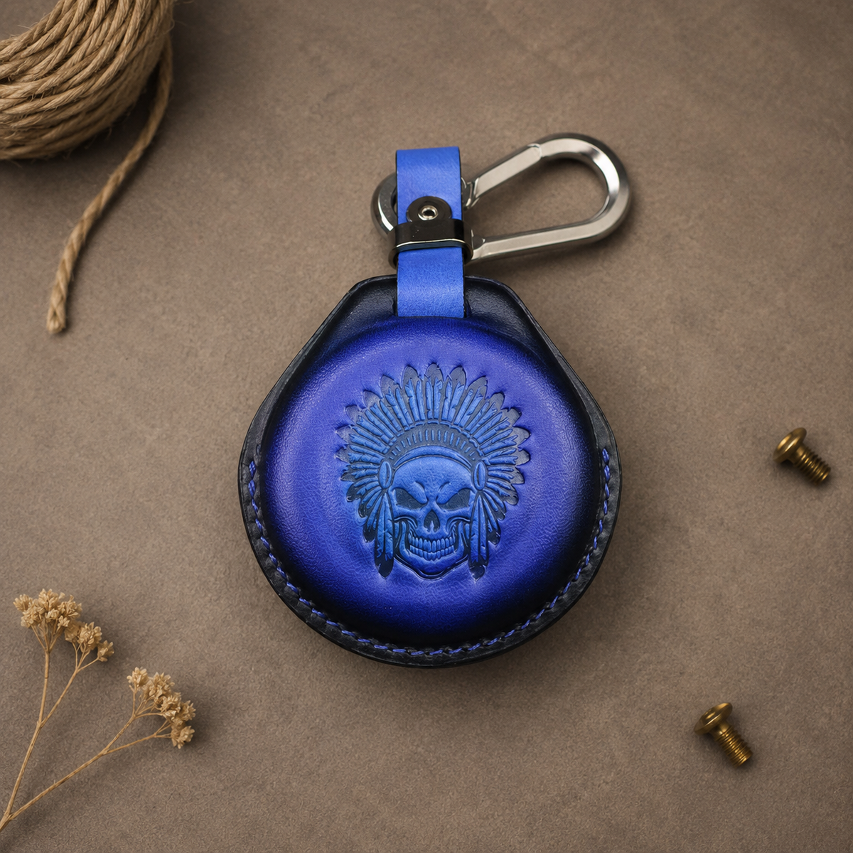 Custom Leather Key Fob Cover Compatible with Indian Scout