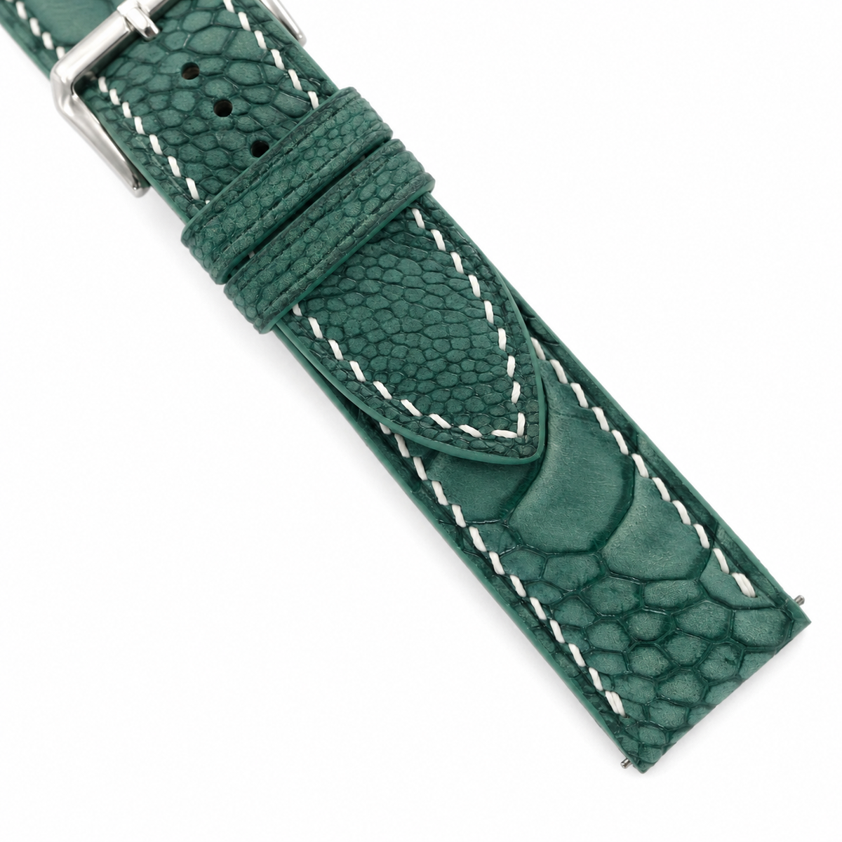 Jade Green Ostrich Leg Leather Watch Strap