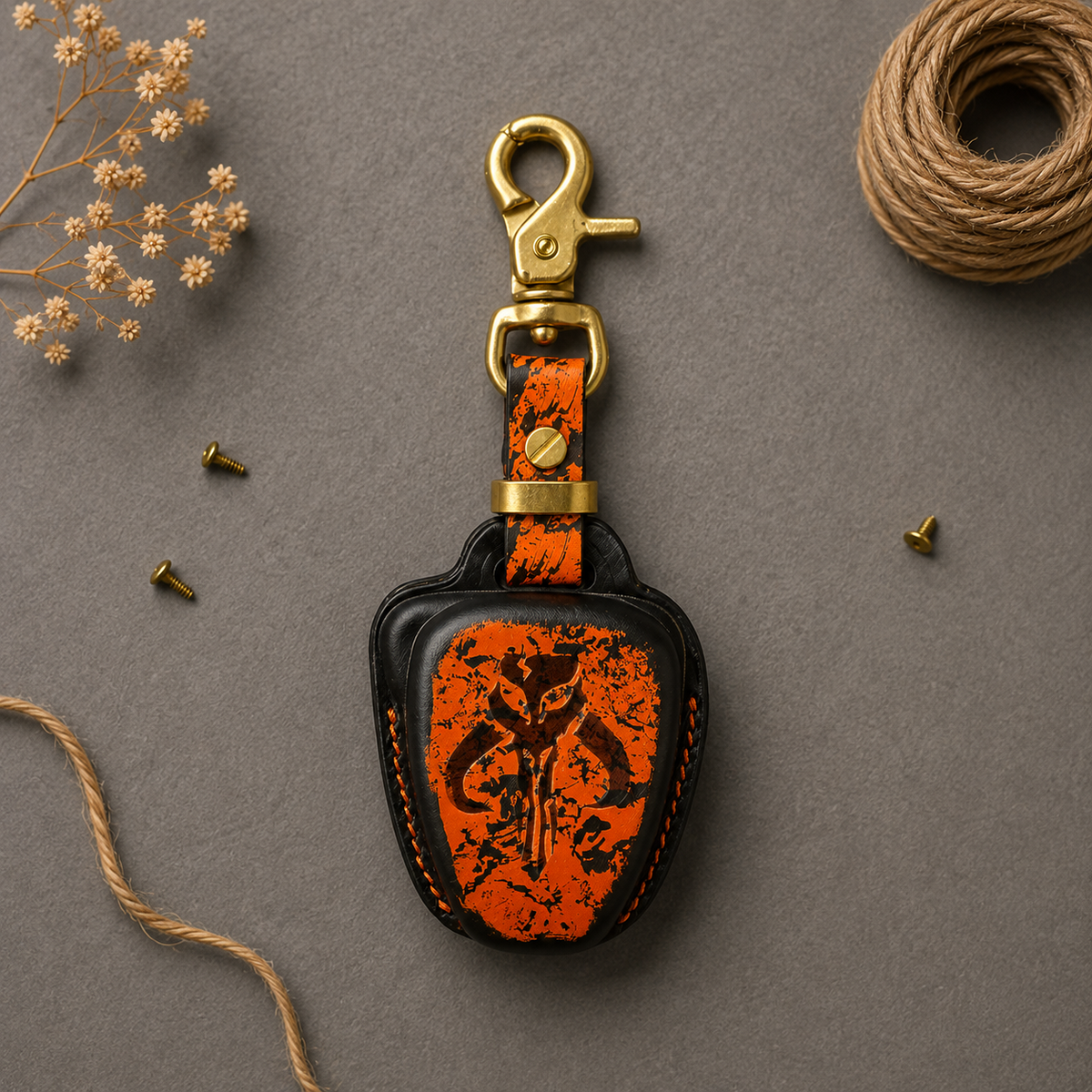Custom Leather Key Fob Cover Compatible with Jeep Wrangler