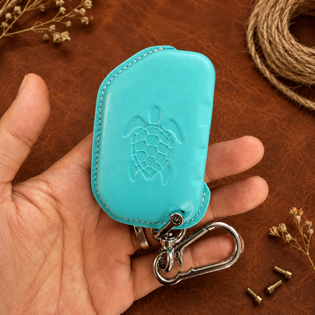 Custom Leather Key Fob Cover Compatible with Jeep Wrangler