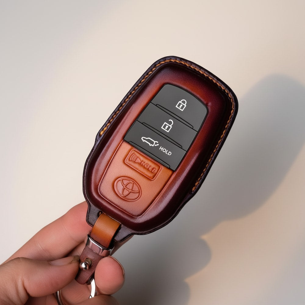 Custom Leather Key Fob Cover Compatible with Toyota Land Cruiser