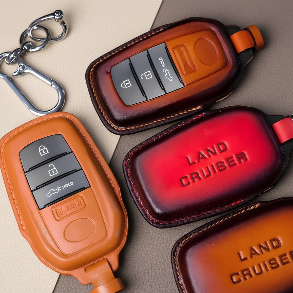 Custom Leather Key Fob Cover Compatible with Toyota Land Cruiser