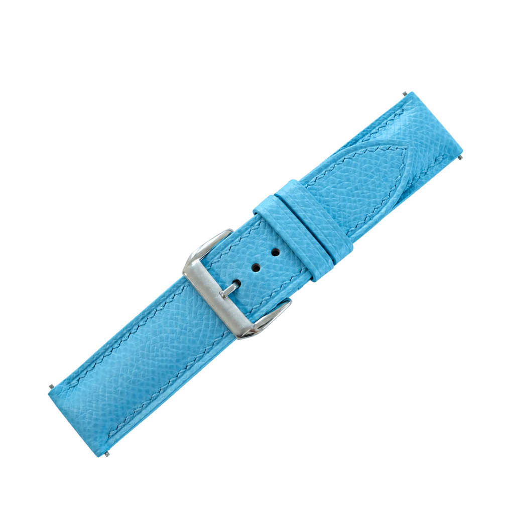 Padded Light Blue Epsom Leather Watch Strap