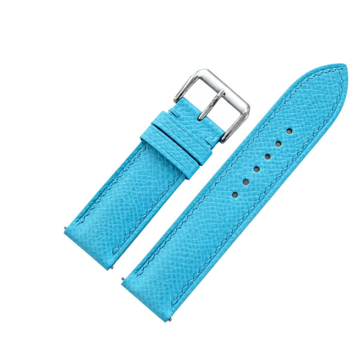 Padded Light Blue Epsom Leather Watch Strap