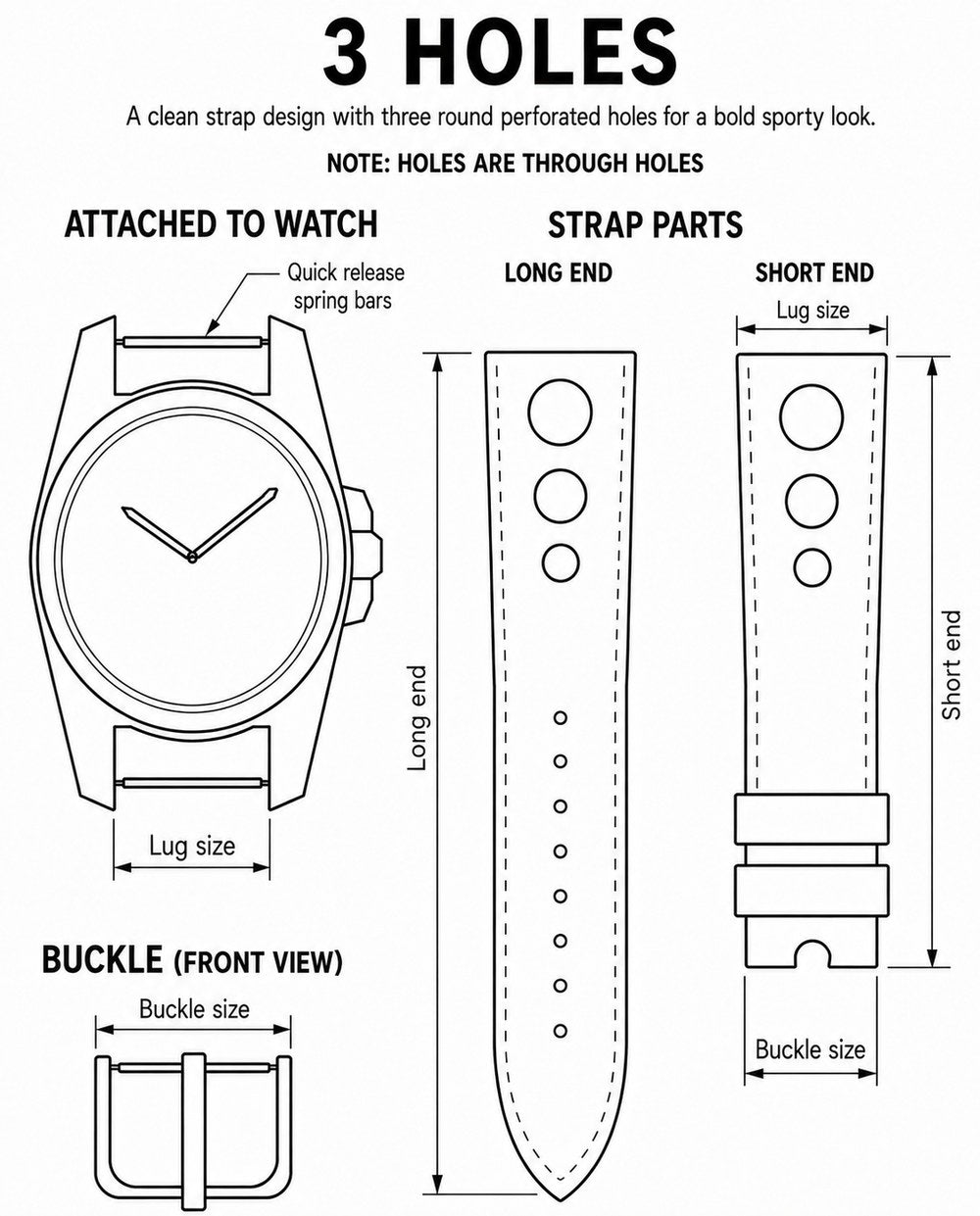 Custom Through-Hole Rally Leather Watch Strap - Bespoke Open Holes