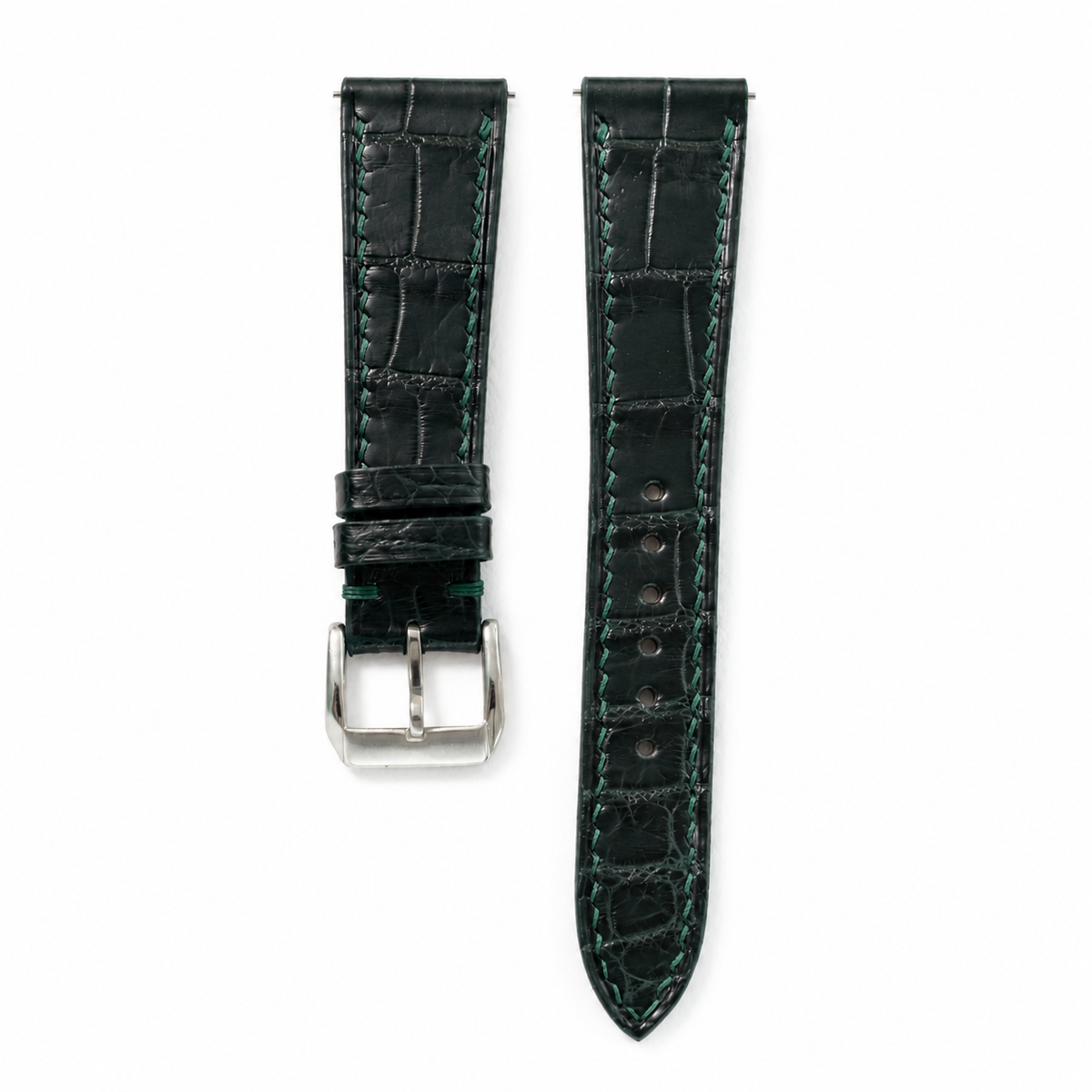 Midnight Forest Green Alligator Leather Watch Strap