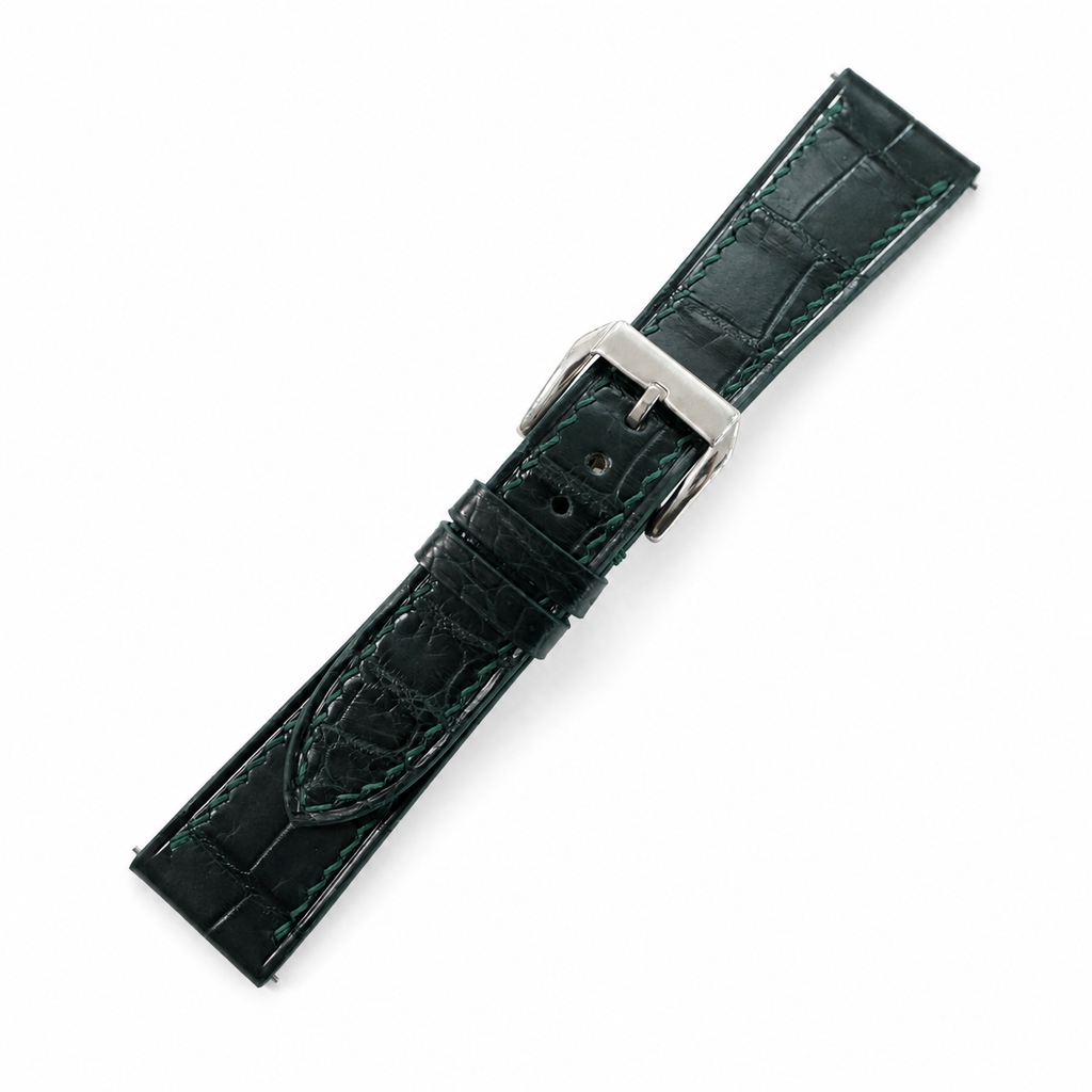 Midnight Forest Green Alligator Leather Watch Strap