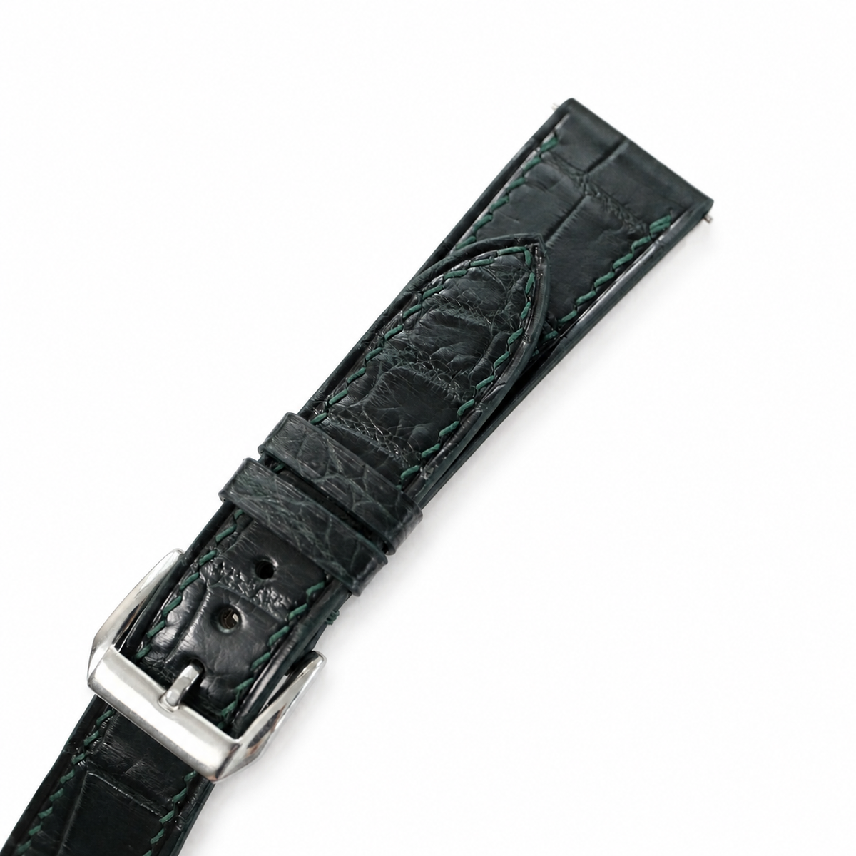 Midnight Forest Green Alligator Leather Watch Strap
