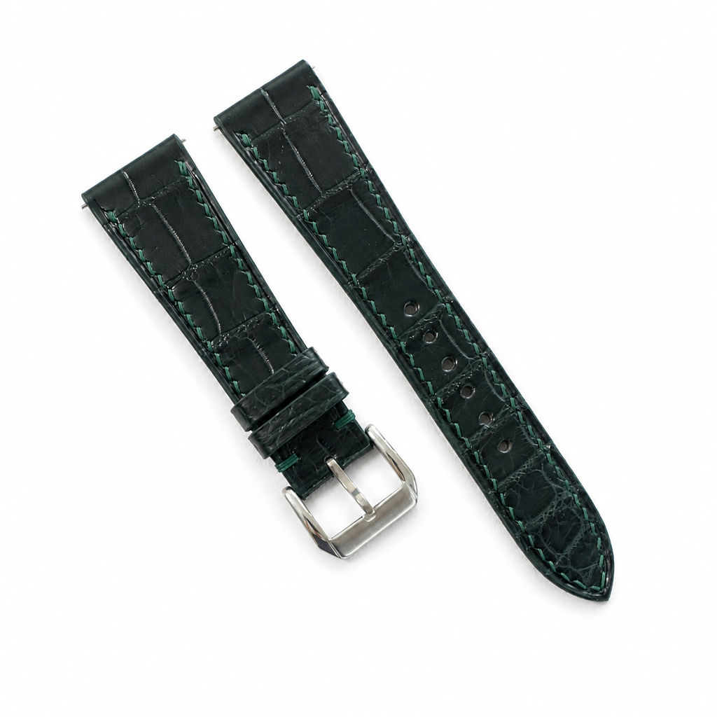 Midnight Forest Green Alligator Leather Watch Strap
