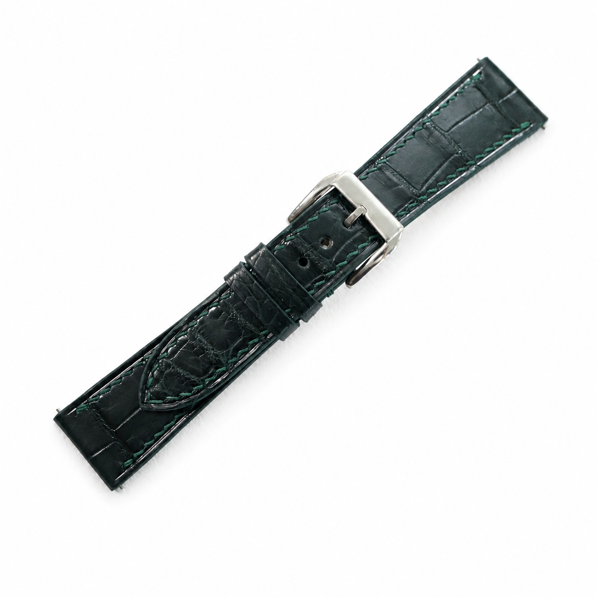 Midnight Forest Green Alligator Leather Watch Strap