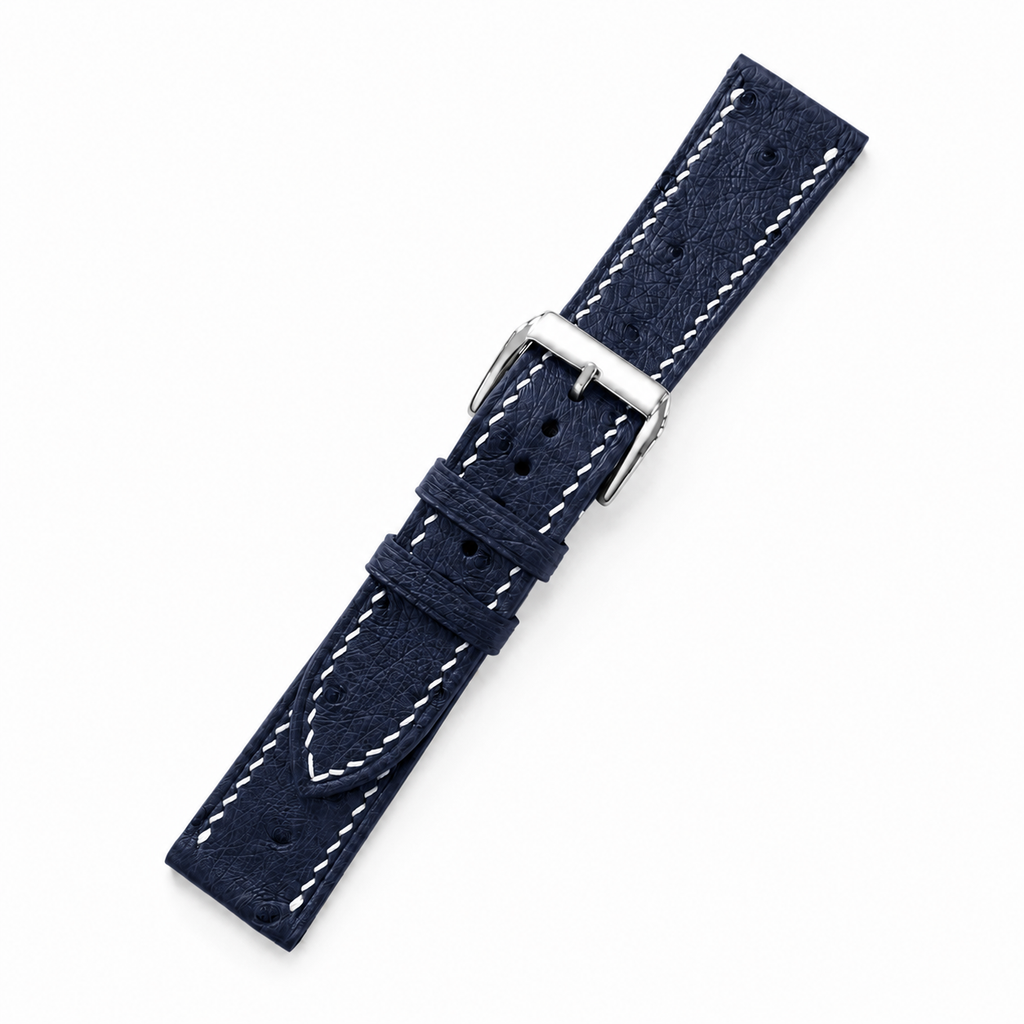 Midnight Navy Ostrich Leather Watch Strap