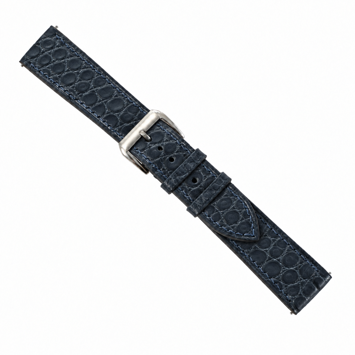Navy Small Round Scale Alligator Leather Watch Strap