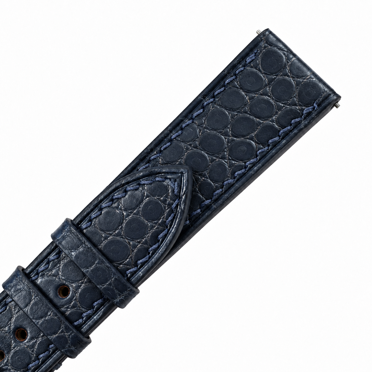 Navy Small Round Scale Alligator Leather Watch Strap
