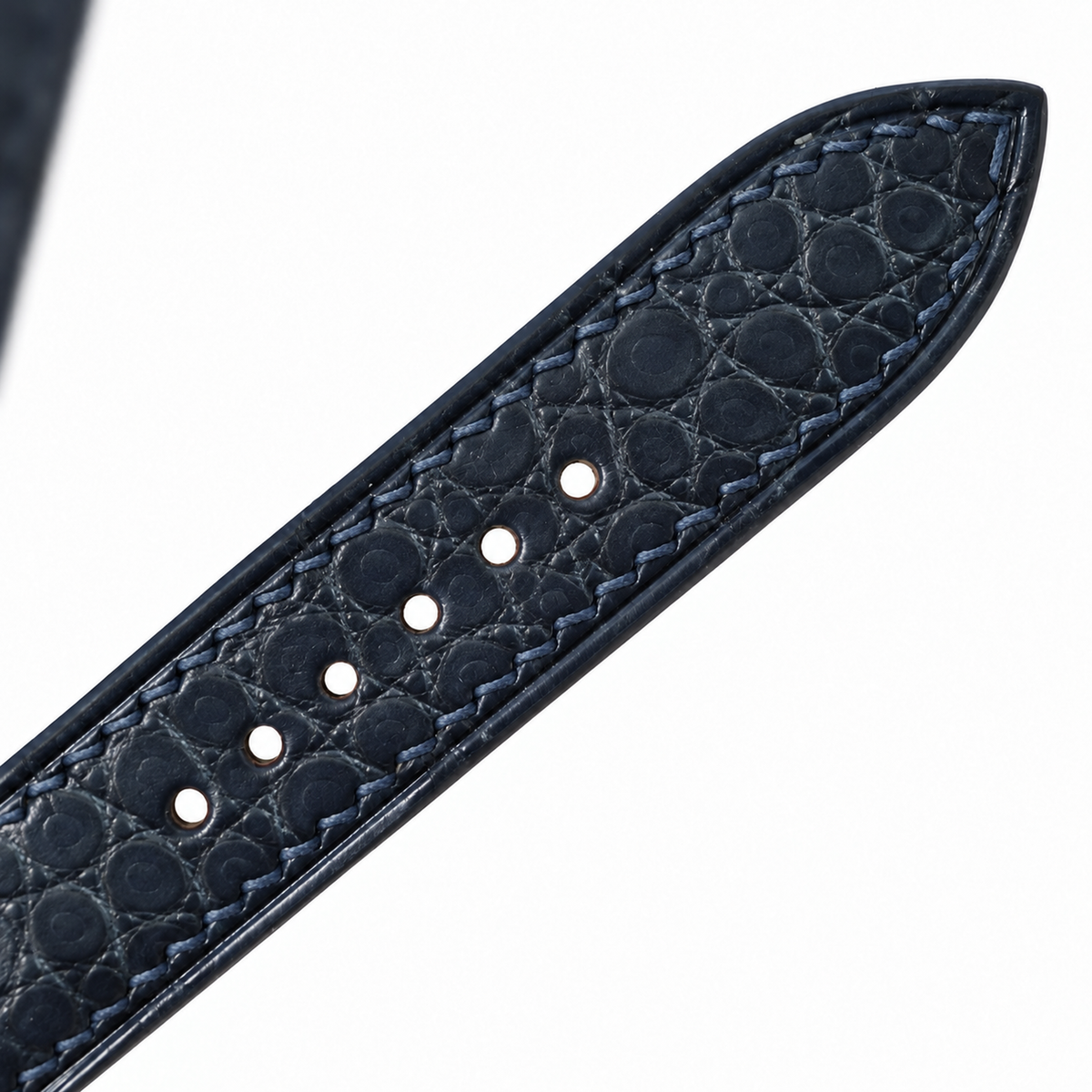 Navy Small Round Scale Alligator Leather Watch Strap