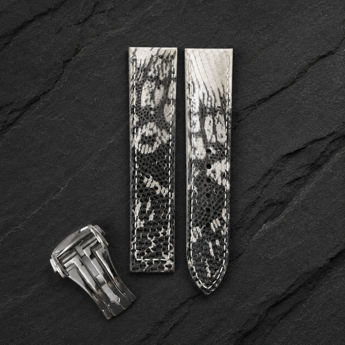 Deployant Natural Lizard Leather Watch Strap