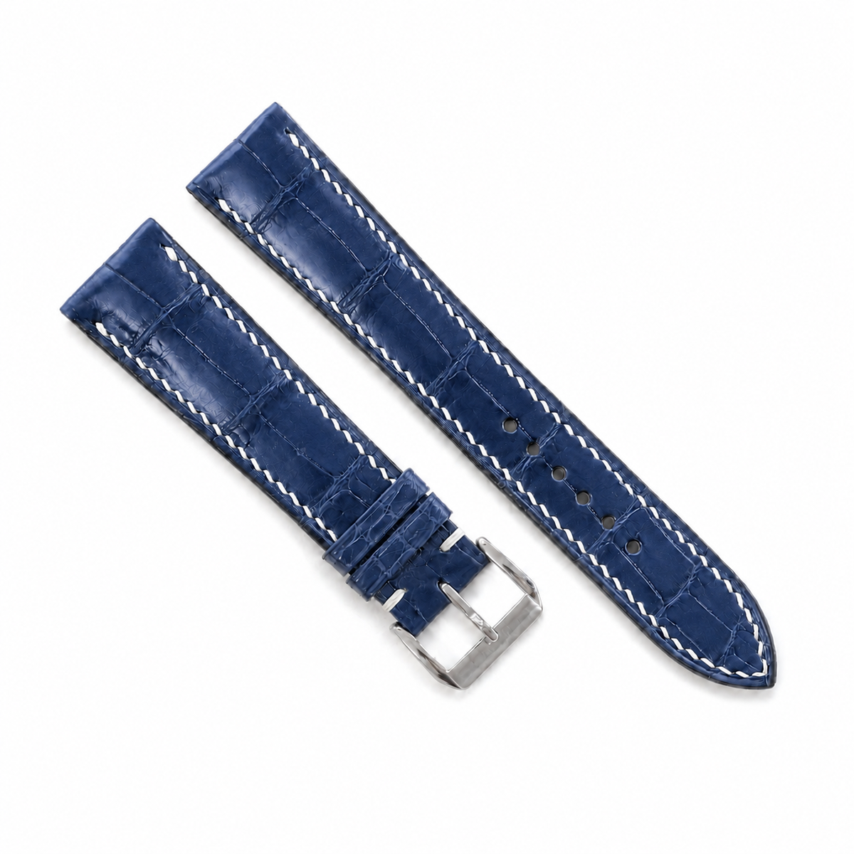 Navy Alligator Leather Watch Strap