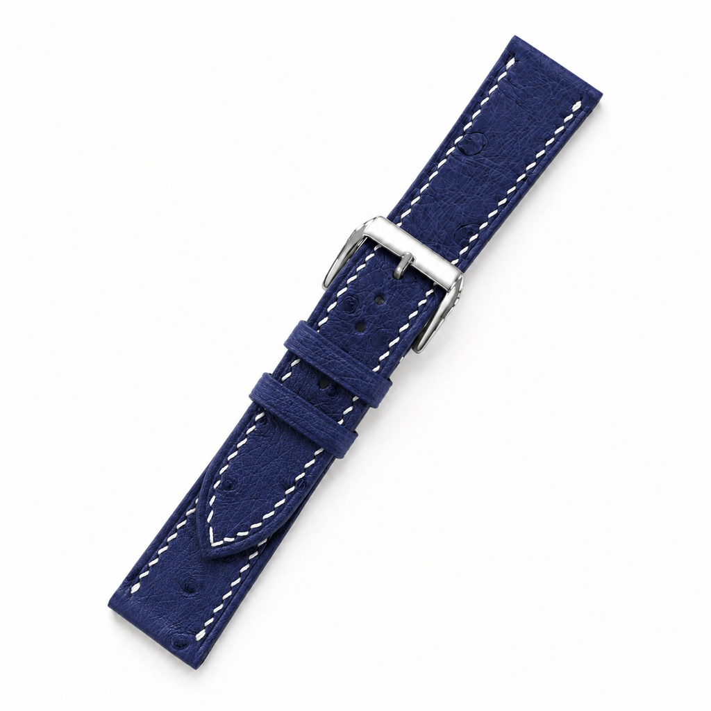 Navy Ostrich Leather Watch Strap