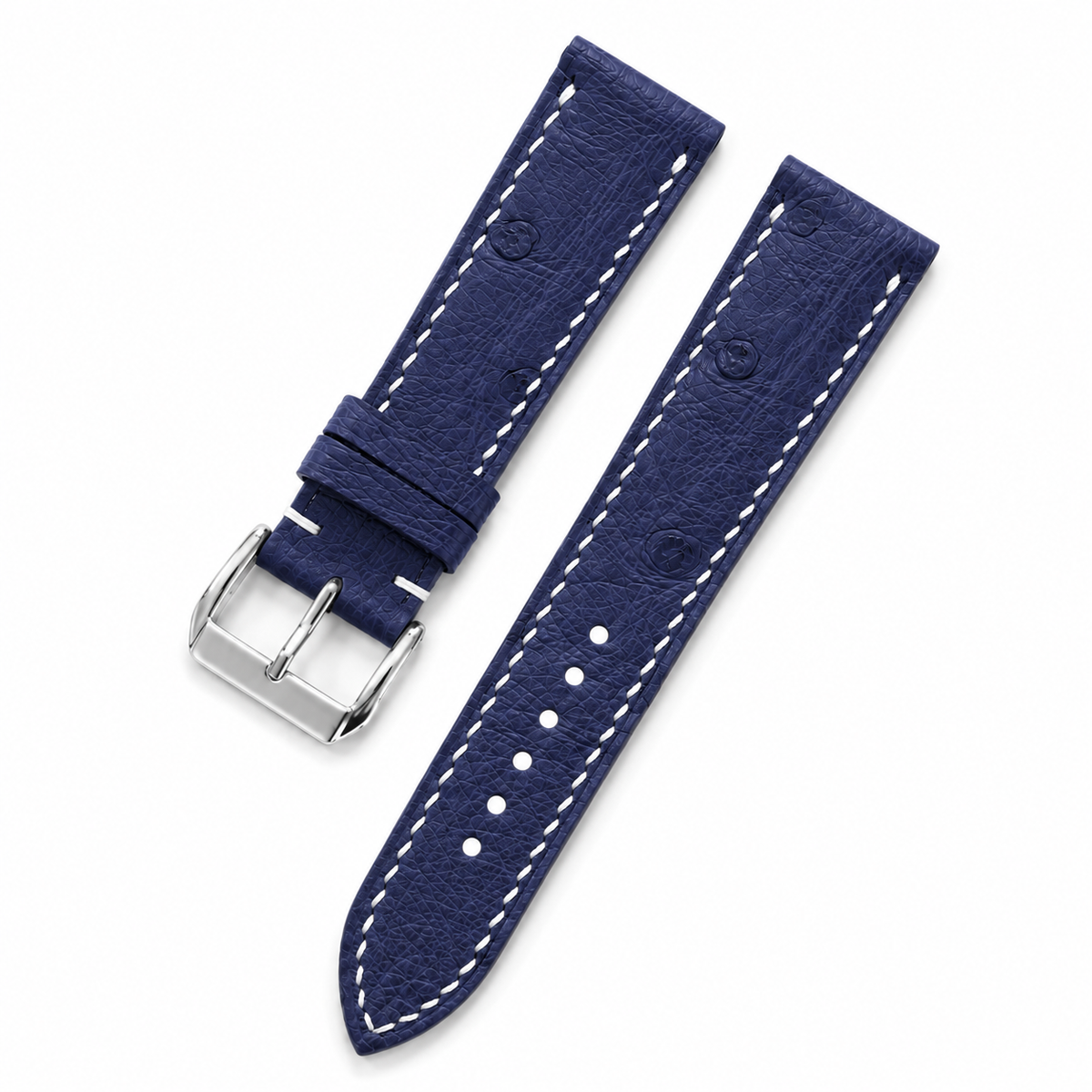 Navy Ostrich Leather Watch Strap