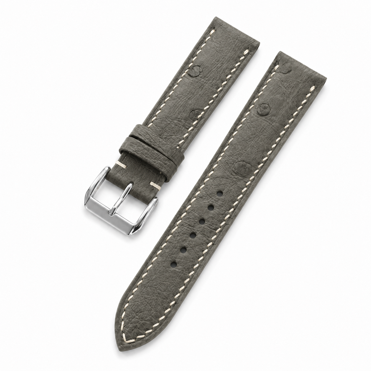 Olive Gray Ostrich Leather Watch Strap