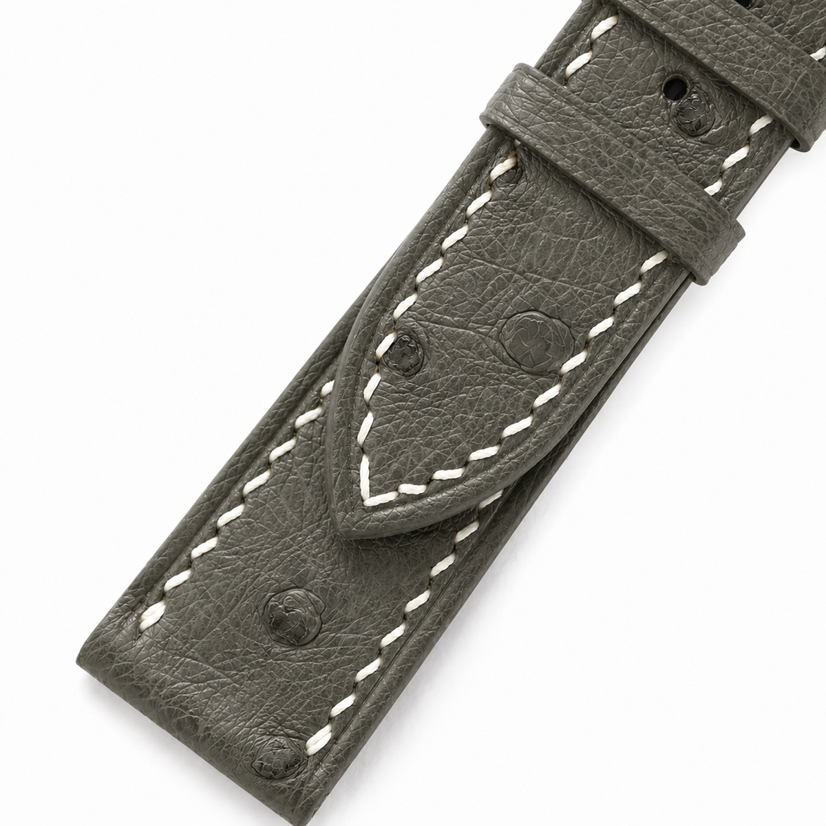 Olive Gray Ostrich Leather Watch Strap
