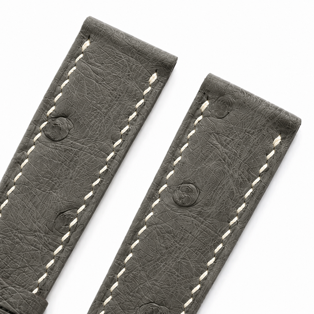 Olive Gray Ostrich Leather Watch Strap