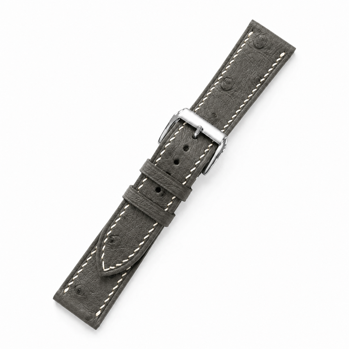 Olive Gray Ostrich Leather Watch Strap