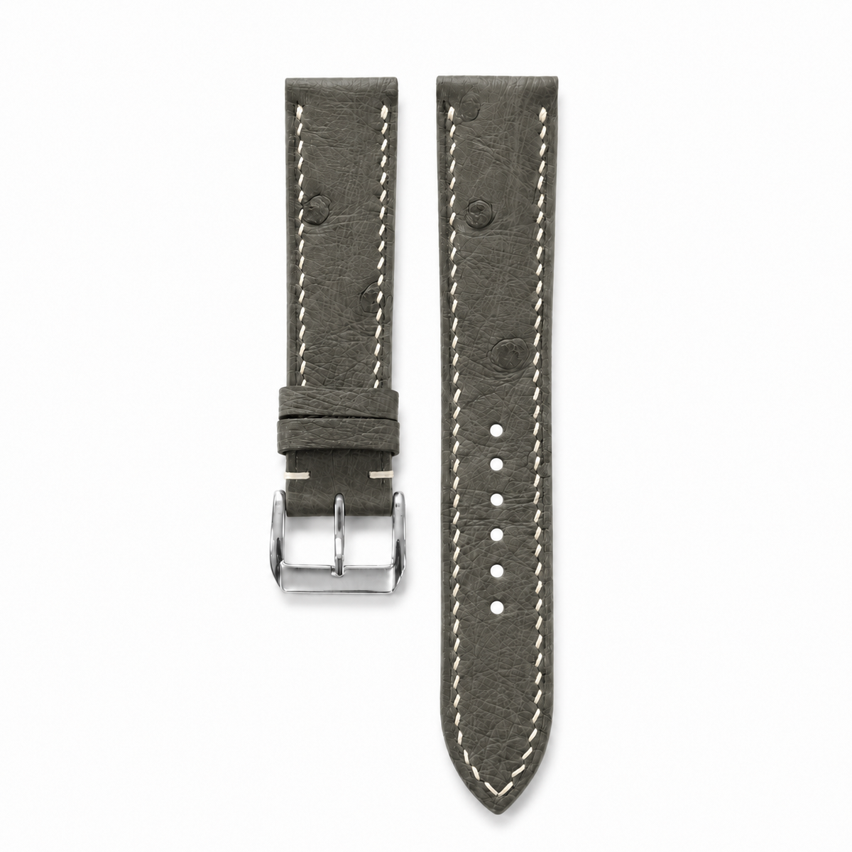 Olive Gray Ostrich Leather Watch Strap