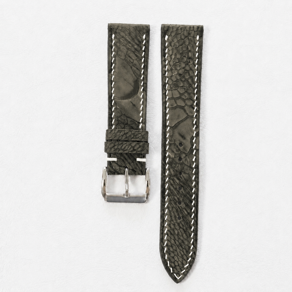 Olive Ostrich Leg Leather Watch Strap